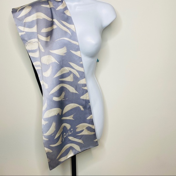 Vintage Blue & Gray Reversible Silk & Wool Scarf - Picture 3 of 13